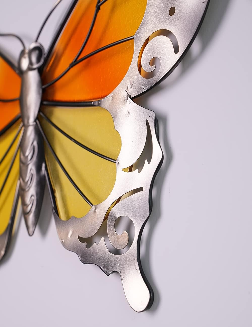 HONCOEN Escultura de pared de arte de metal, decoración de pared moderna, estatua de mariposa 3D, regalo para el hogar, manualidades de vitrales en