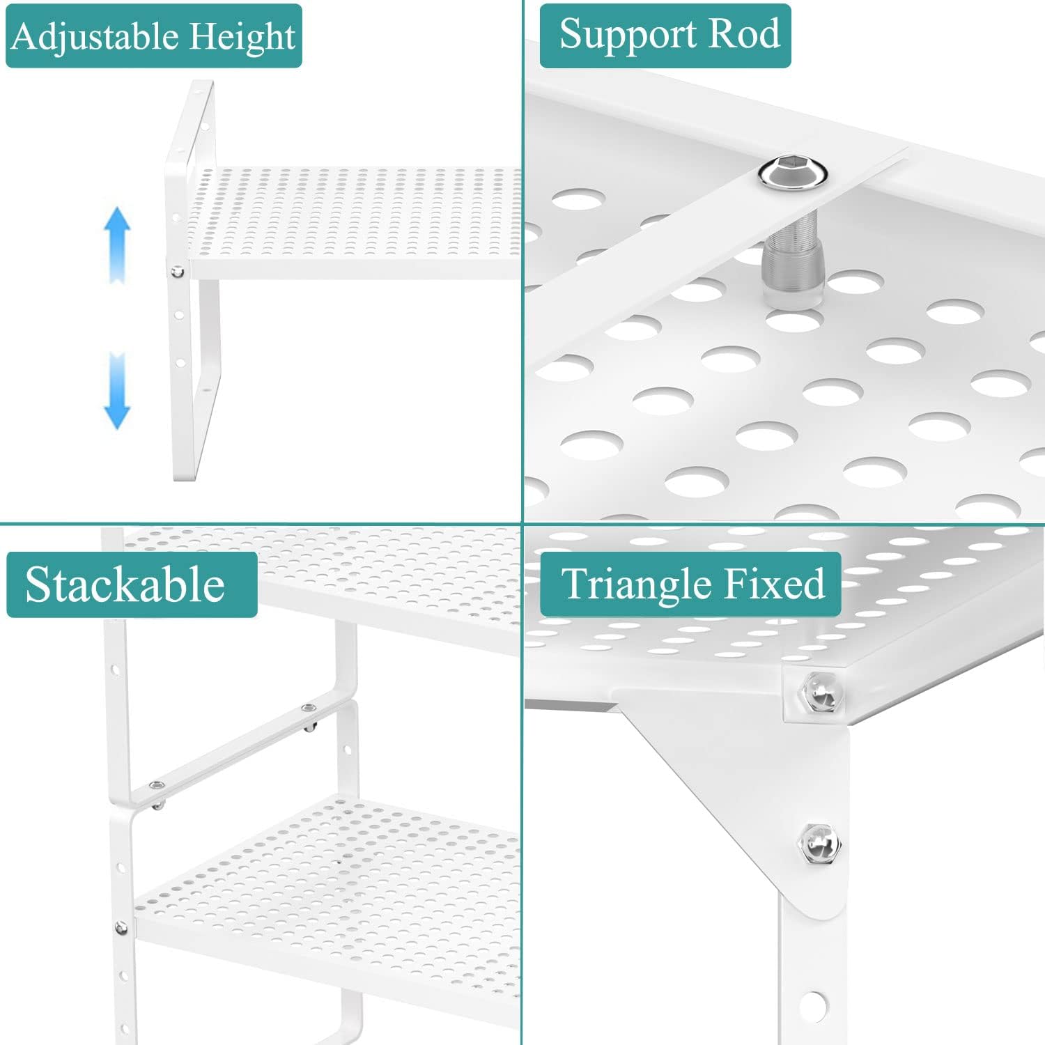 Organizador de estante de gabinete de cocina expandible, estantes de almacenamiento de despensa de metal apilables, estante organizador de estante