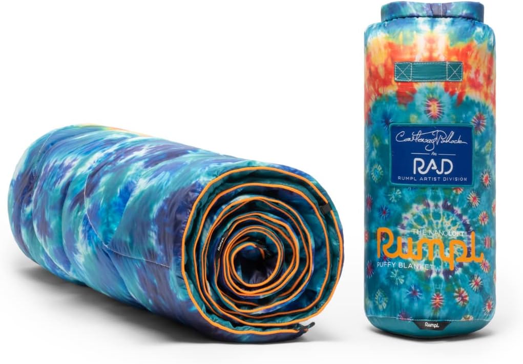 Rumpl The NanoLoft – Manta hinchada  Manta de campamento para interiores y exteriores para viajes, picnic, viajes a la playa, conciertos  52 x 75