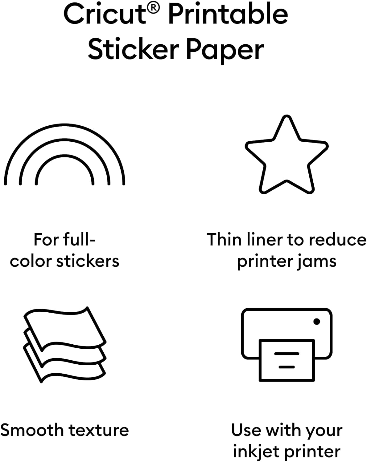 Cricut Papel adhesivo imprimible, tamaño carta de Estados Unidos, (8.5 x 11 pulgadas), papel adhesivo para impresora, compatible con Cricut Maker,