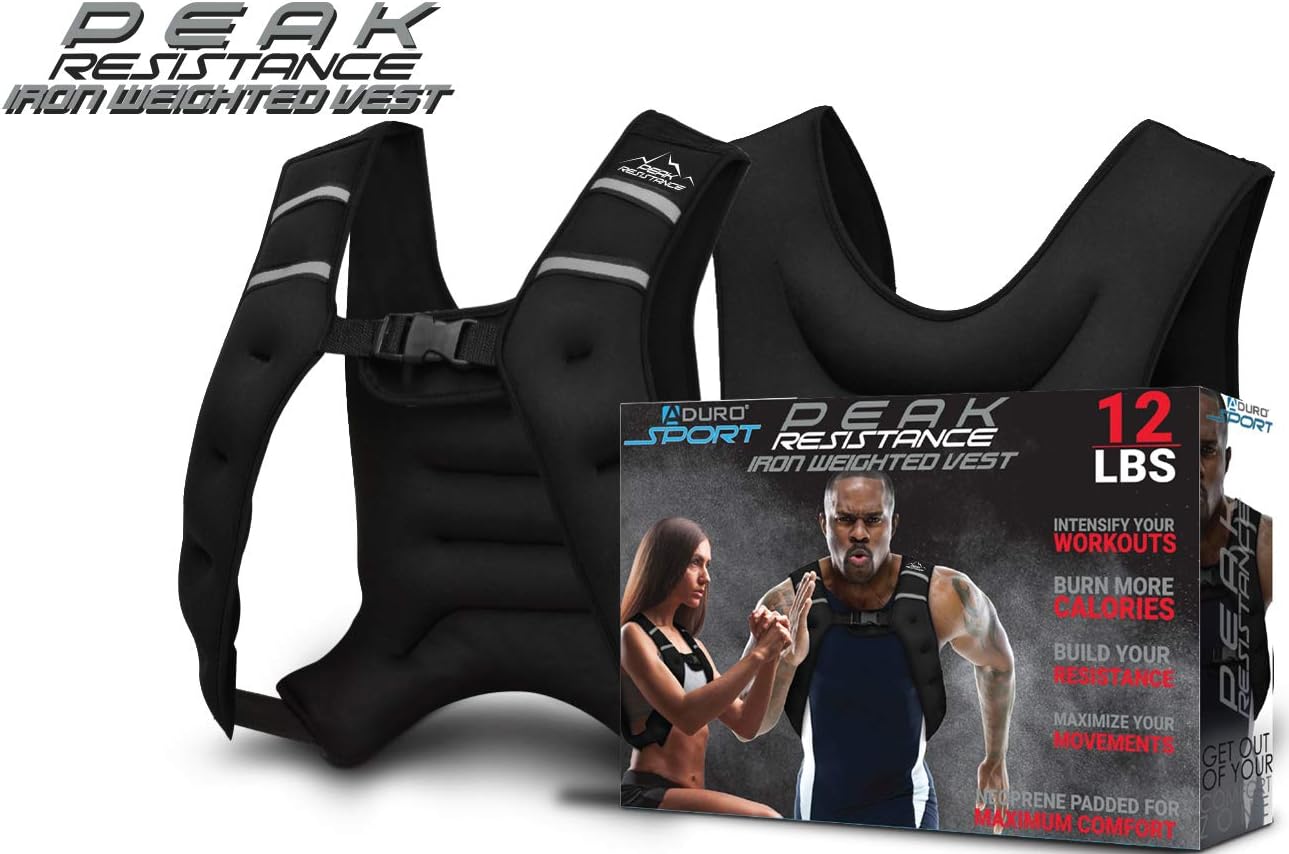 Aduro Sport Chaleco con peso, equipo de entrenamiento, 4 libras, 6 libras, 12 libras, 20 libras, 25 libras, 30 libras, chaleco de peso corporal para