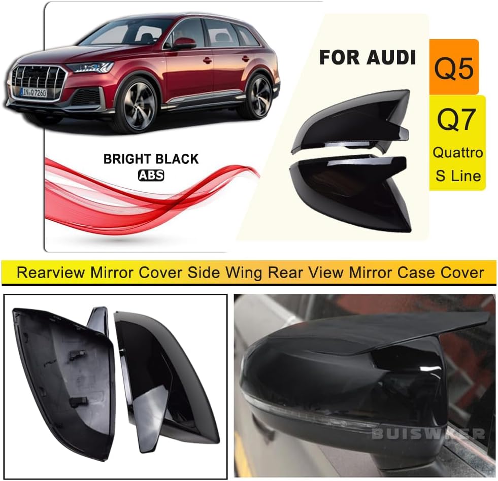 Cubierta de espejo retrovisor para puerta de repuesto para Audi Q5 Q5L SQ5 Q7 SQ7 FY 4M 45 50 55 60 TDI TFSI S Line Sline 2016-22 Accesorios de coche
