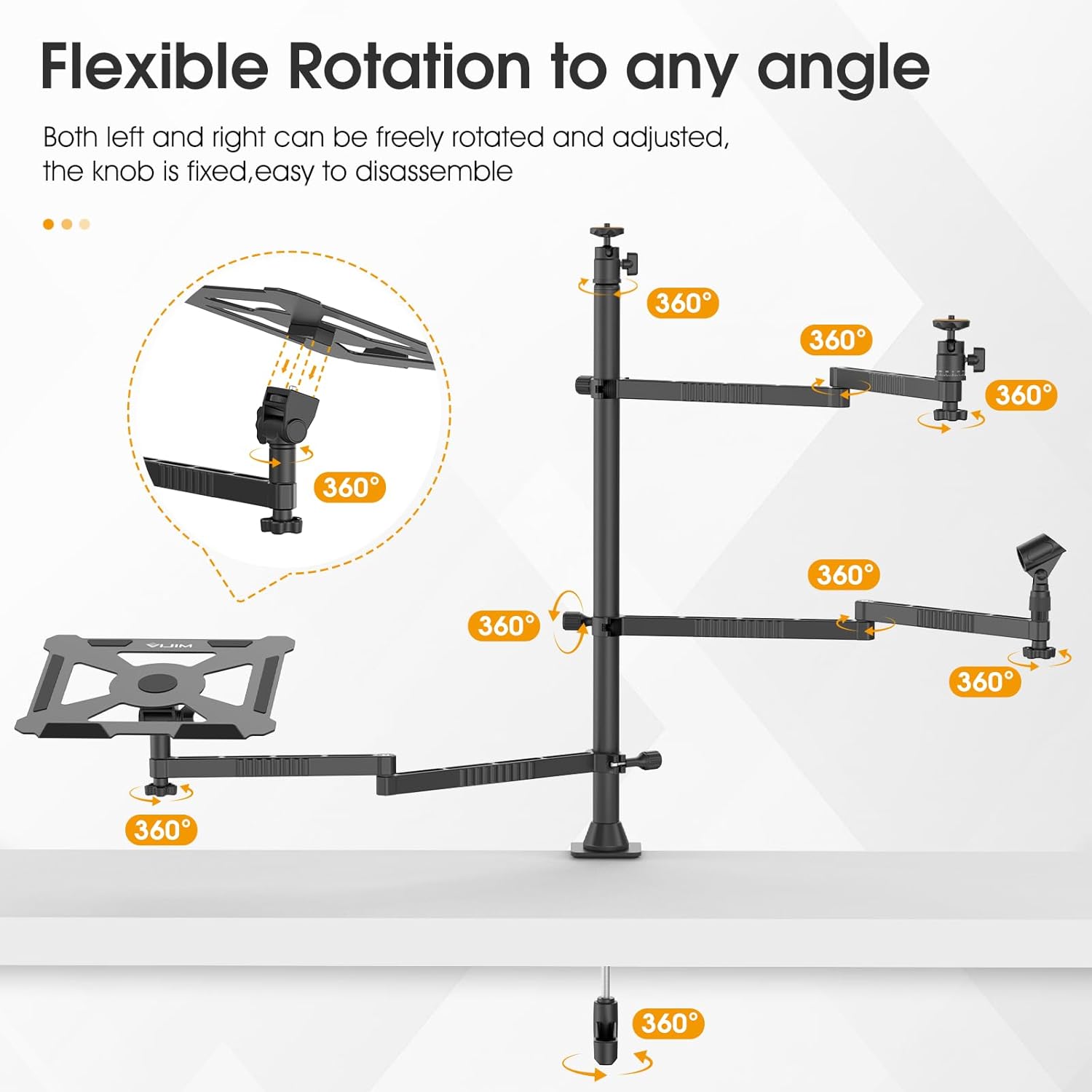 Ulanzi – Brazo de brazo de difusión, VIJIM LS23 Soporte de escritorio para cámara con brazo flexible, soporte de cámara superior, brazo de brazo de