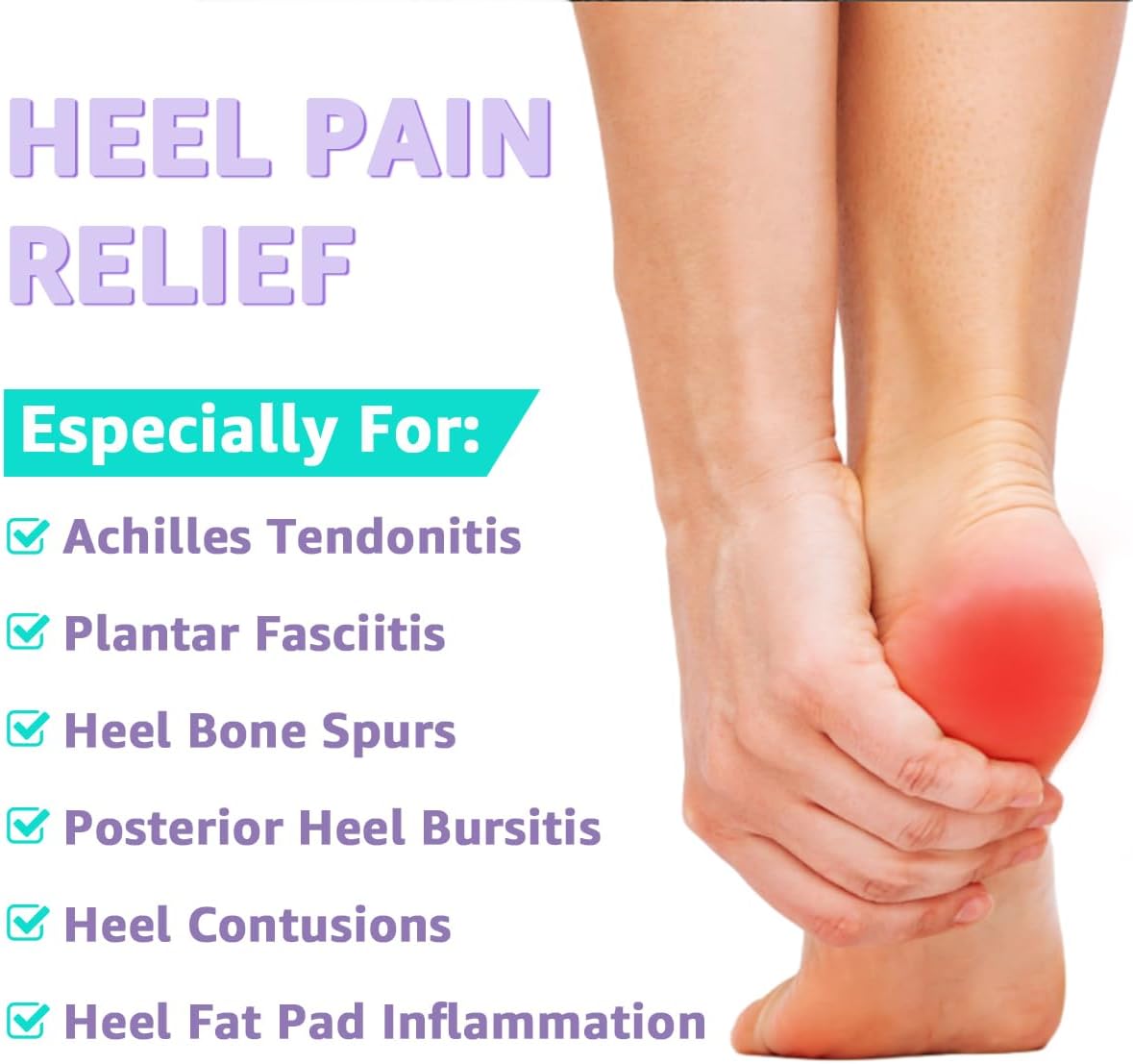 Dr. Shoesert Cojín de talón para tendinitis de Aquiles, espolones de talón y fascitis plantar, absorción de impactos, inserciones ortopédicas para