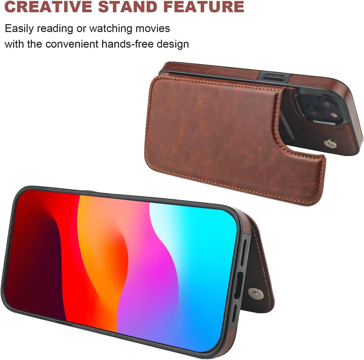 Onetop Funda tipo cartera compatible con iPhone 15 Plus con soporte para tarjetas, funda de piel sintética con ranuras para tarjetas, doble cierre