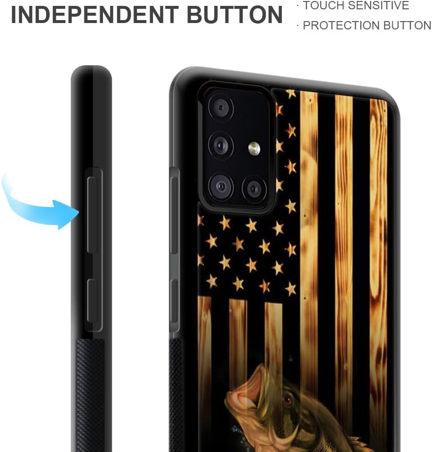 DJSOK Funda compatible con Samsung Galaxy A51 4G, diseño de madera con diseño de bandera estadounidense de lujo para el patrón de atrás+protector de
