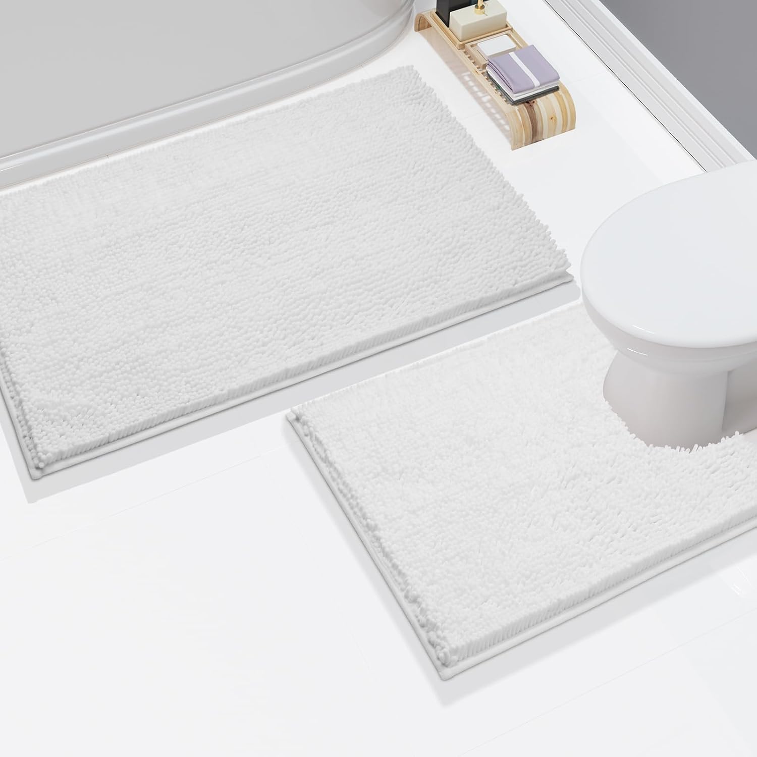 Yimobra Chenille Bathroom Rug, 24×17, Extra Soft Absorbent Bath Rugs, Non-Slip, Bath Mats for Bathroom Floor, Water Absorbent, Machine Washable,