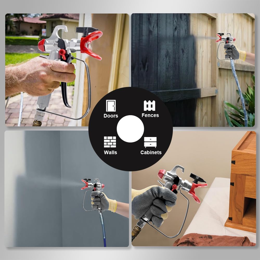 AEROPRO Tools Pistola pulverizadora de pintura sin aire con 5 puntas de pulverización y 10 filtros, 3600PSI de alta presión giratoria kit de pistola