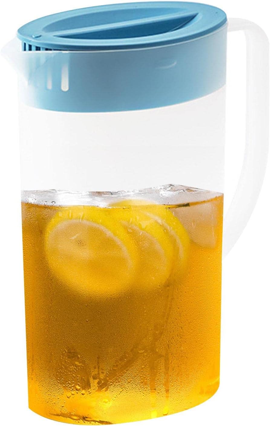 Jarra de agua para bebidas, jarra de jugo con tapa, jarra de té helado, recipiente de limonada para leche, boquilla en forma de V, jarras de jugo de