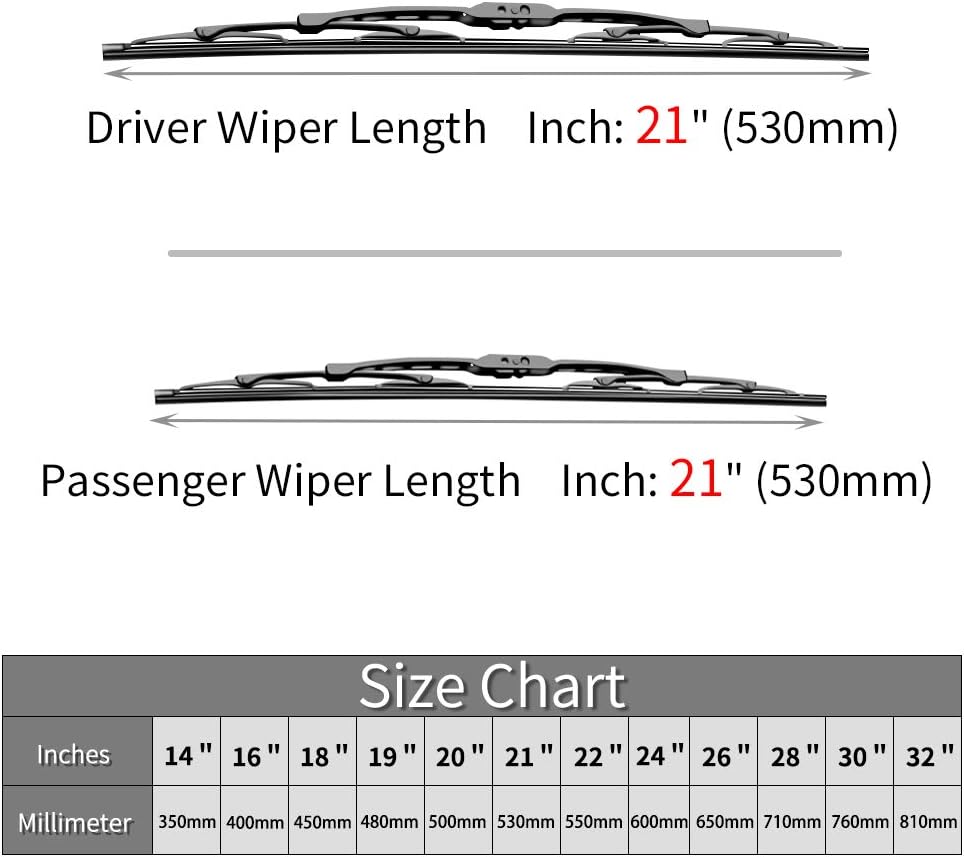 Repuesto para limpiaparabrisas delantero de 21 + 21 pulgadas, compatible con vehículos 2007-2016, repuesto de fábrica OTUAYAUTO