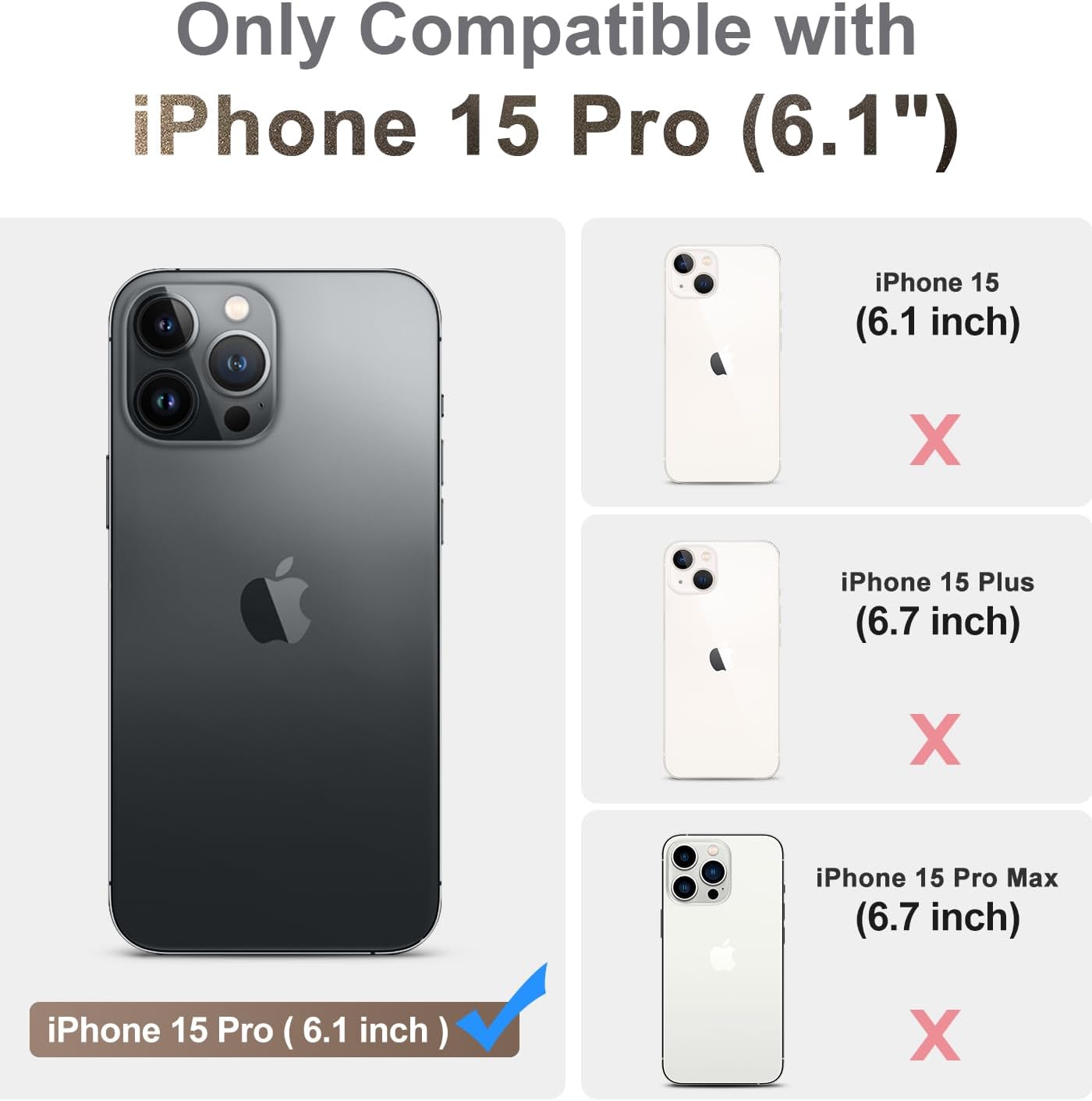 CANSHN Protector de pantalla de vidrio templado para iPhone 15 Pro con marco de fácil instalación compatible con fundas 99.99% transparente HD 9H