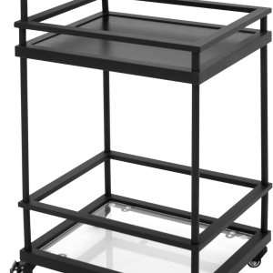AZL1 Life Concept Carter Rolling Bar – Carrito de servicio de 2 niveles, marco de metal y estante de madera de roble, color negro AZL1 Life Concept Carter Rolling Bar – Carrito de servicio de 2 niveles, marco de metal y estante de madera de roble, color negro