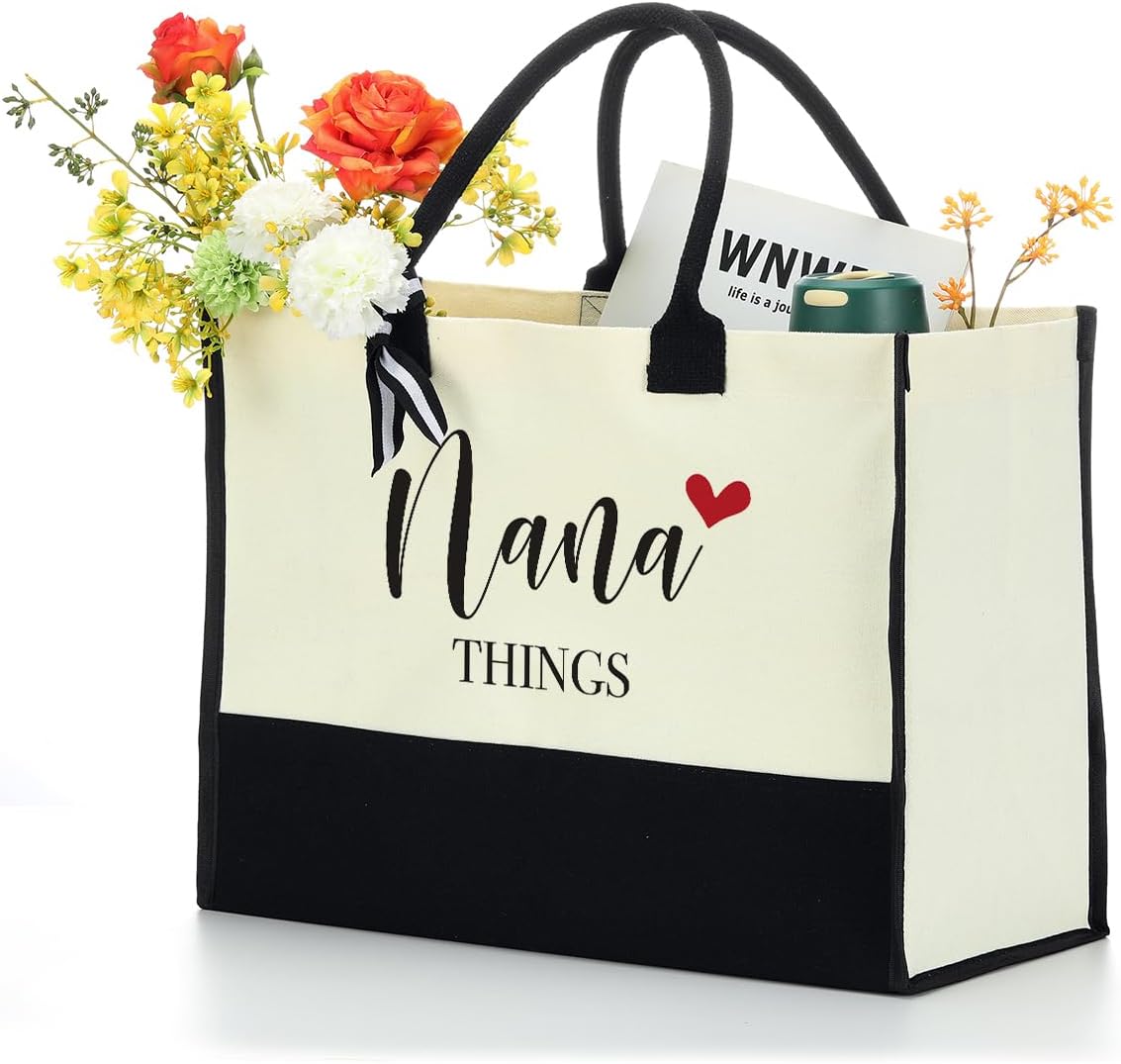 Noun – Bolsa de playa personalizada para mujer, bolsa de lona impermeable, regalos inspiradores para niñera, abuela