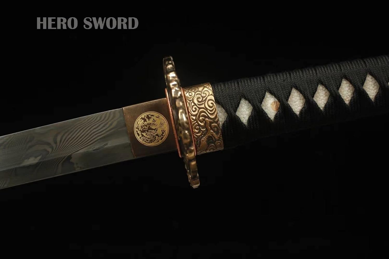 HERO SWORD Katana del Rey Dragón de acero de Damasco forjado a mano, espiga completa, espada samurái real afilada, auténtica arma japonesa,