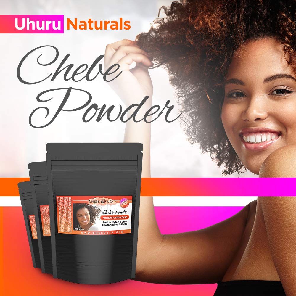 Uhuru Naturals Chebe Powder 0.71 oz  Polvo de Chebe africano natural sin colorante con lavanda para un mayor crecimiento y fuerza del cabello