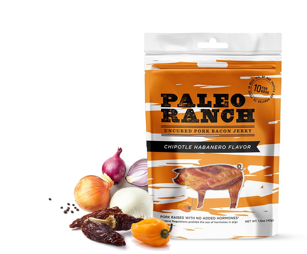 Paleo Ranch Paquete variado de cecina de tocino, barbacoa dulce, chipotle habanero, miel sriracha, 3 CT