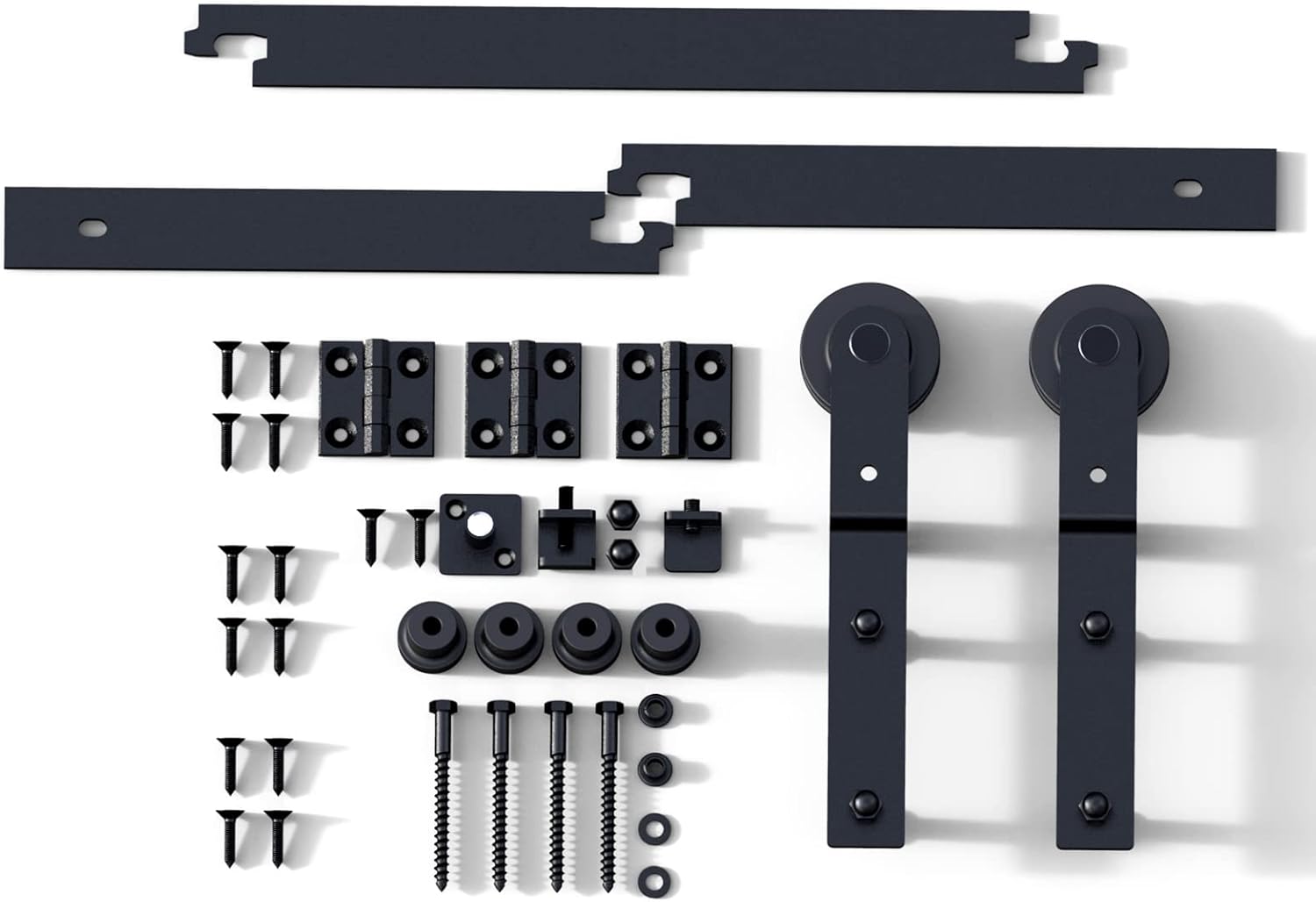 Kit de riel deslizante de 5 pies60 pulgadas para puerta de granero plegable para 2 puertas de acero al carbono resistente (solo kit de hardware, sin