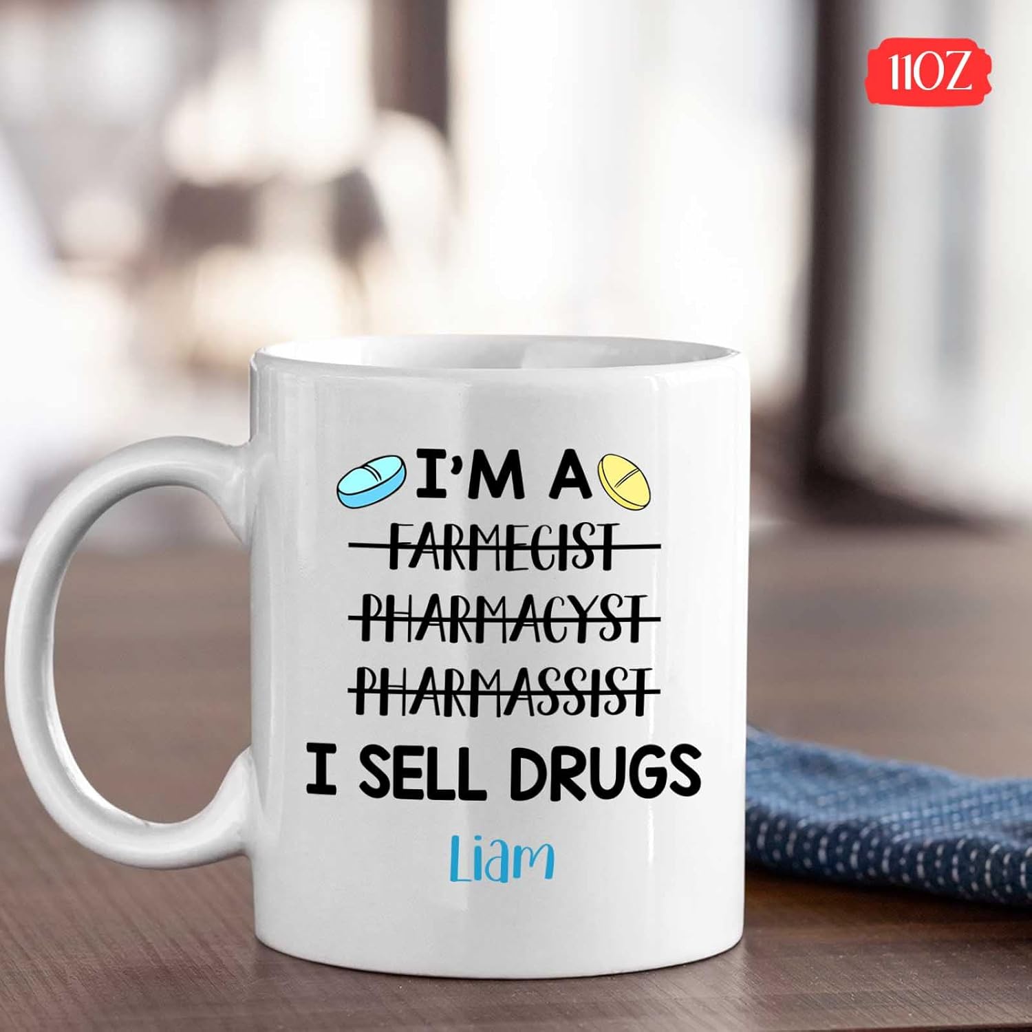 Taza de farmacéutico personalizada, taza con texto en inglés “I Sell Drugs Mug I Sell Drugs Cup, Custom Pharmacheist”, Taza de café farmacéutico,