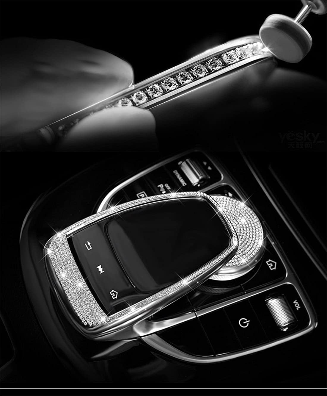 CONGCONG Para Mercedes Benz Interior Media Control Cubierta Bling Crystal Accesorios Compatible con Mercedes-Benz Accesorios