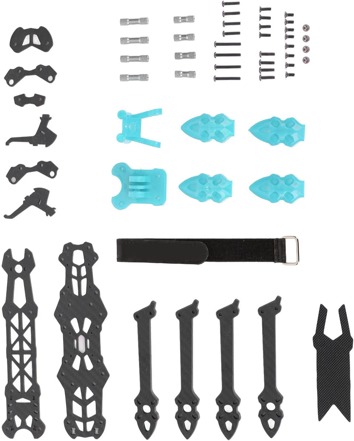 Marco FPV Racing Drone Frame, marco de fibra de carbono RC Quadcopter ligero 8.858 in distancia entre ejes absorción de impactos para RC Drone