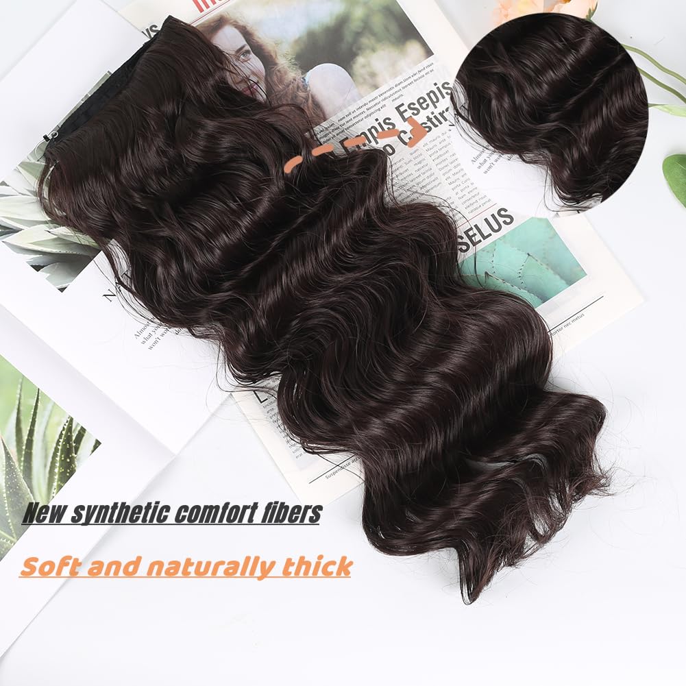 Extensiones de cabello tipo halo de 20 pulgadas con alambre transparente, tamaño ajustable, 4 clips, extensiones de cabello sintético invisible,