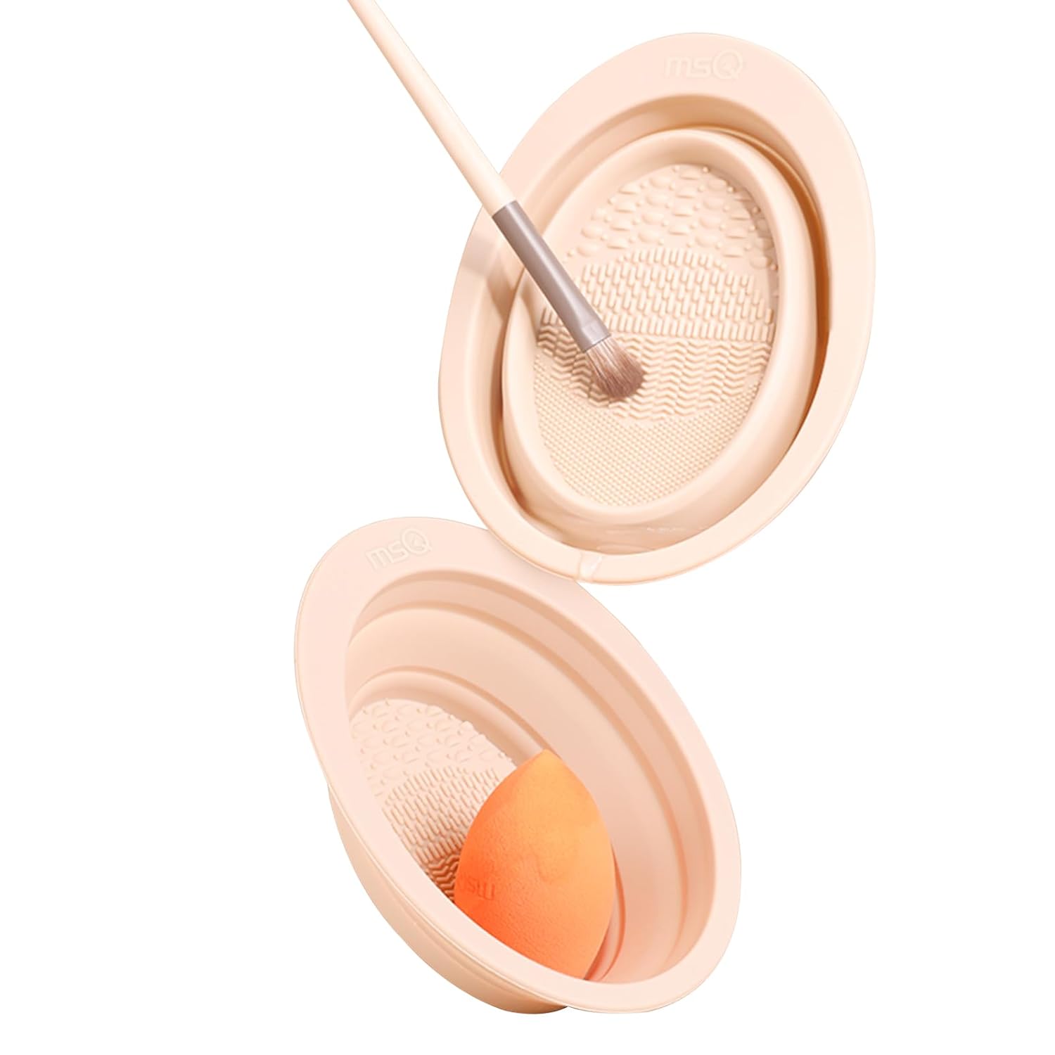 Limpiador de brochas de maquillaje de silicona plegable Tazón MSQ Cepillo de maquillaje Alfombrilla de limpieza portátil para cepillos, soplos de