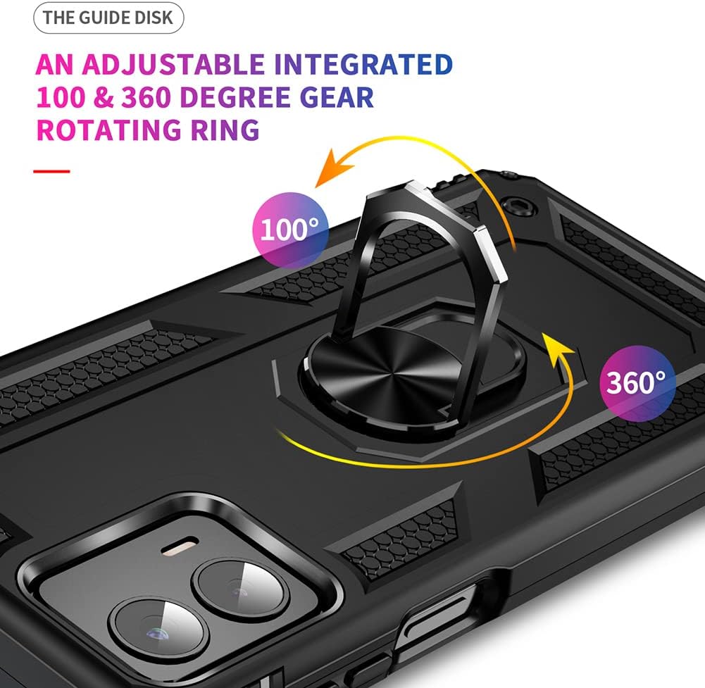 Androgate Funda para Moto G 5G 2023 con protector de pantalla HD, soporte de metal de grado militar, prueba de caídas de 15 pies, a prueba de