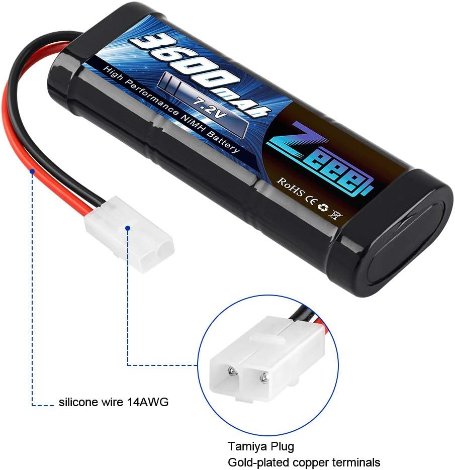 Zeee 7.2V 3600mAh RC NiMH Batería con Tamiya Plug 2 Pack Baterías con 1 unids Lipo Safe Bag Bolsa ignífuga a prueba de explosiones para carga de