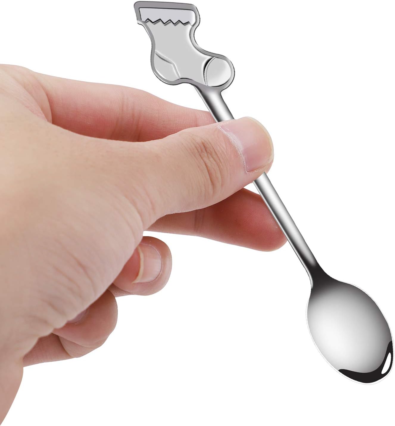 URATOT 8 cucharas de acero inoxidable para Navidad, café, té, postre, cucharas mezcladoras, rellenos de calcetines de Navidad