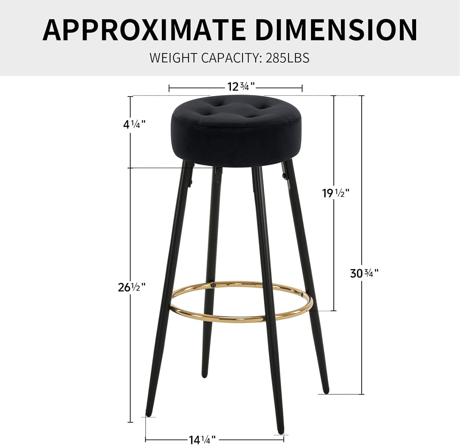 Furnimart Juego de 2 taburetes de bar redondos modernos de 30 pulgadas, taburete tapizado para silla de comedor con reposapiés dorado para isla de