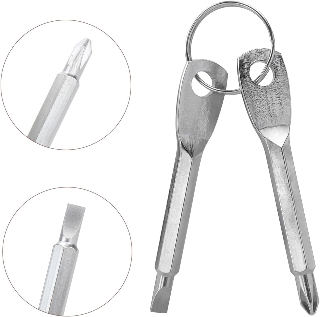Mesee 8 piezas de destornilladores de bolsillo, llavero de cabeza plana y destornillador Phillips, mini destornillador portátil herramienta de