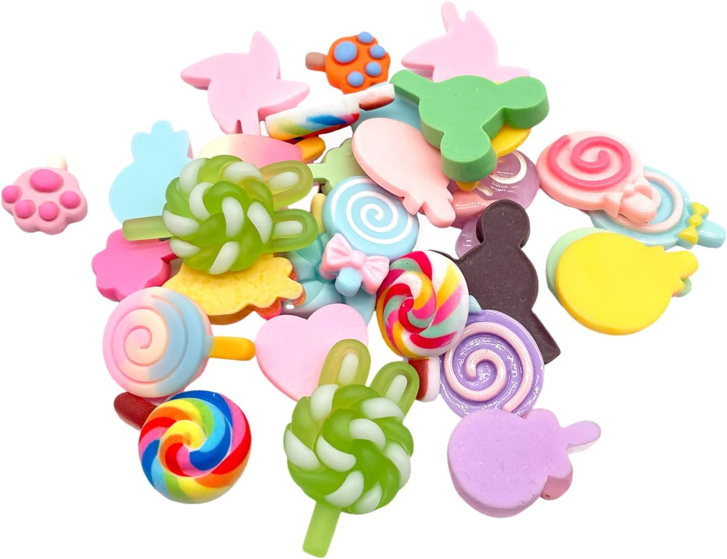 150 dijes de slime de resina falsos de caramelo, parche de resina kawaii lindo juego de dulces de espalda plana, decoraciones surtidas mixtas para