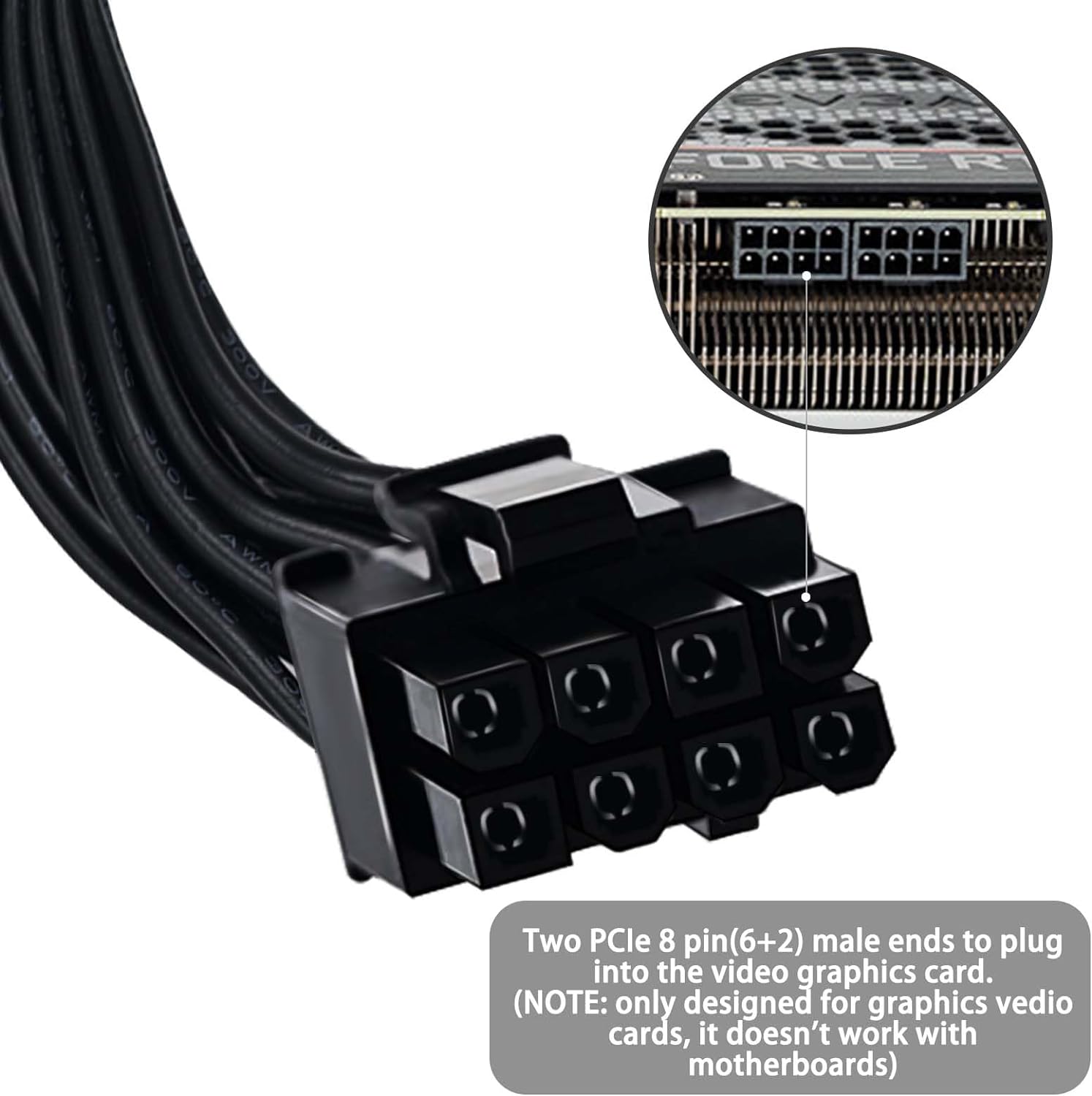 COMeap Cable PCIe para Corsair, ATX CPU 8 pines macho a doble PCIe 8 pines (6+2) macho cable de alimentación para Corsair Thermaltake ARESGAME