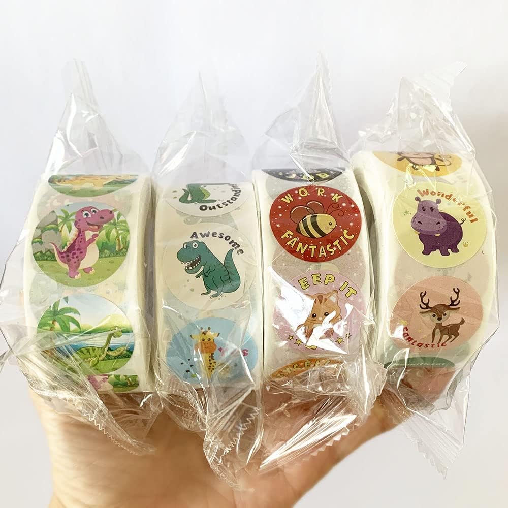 Giliger 2000 calcomanías motivacionales para profesores para niños, calcomanías de recompensa, estudiantes, niños, 4 rollos de calcomanías