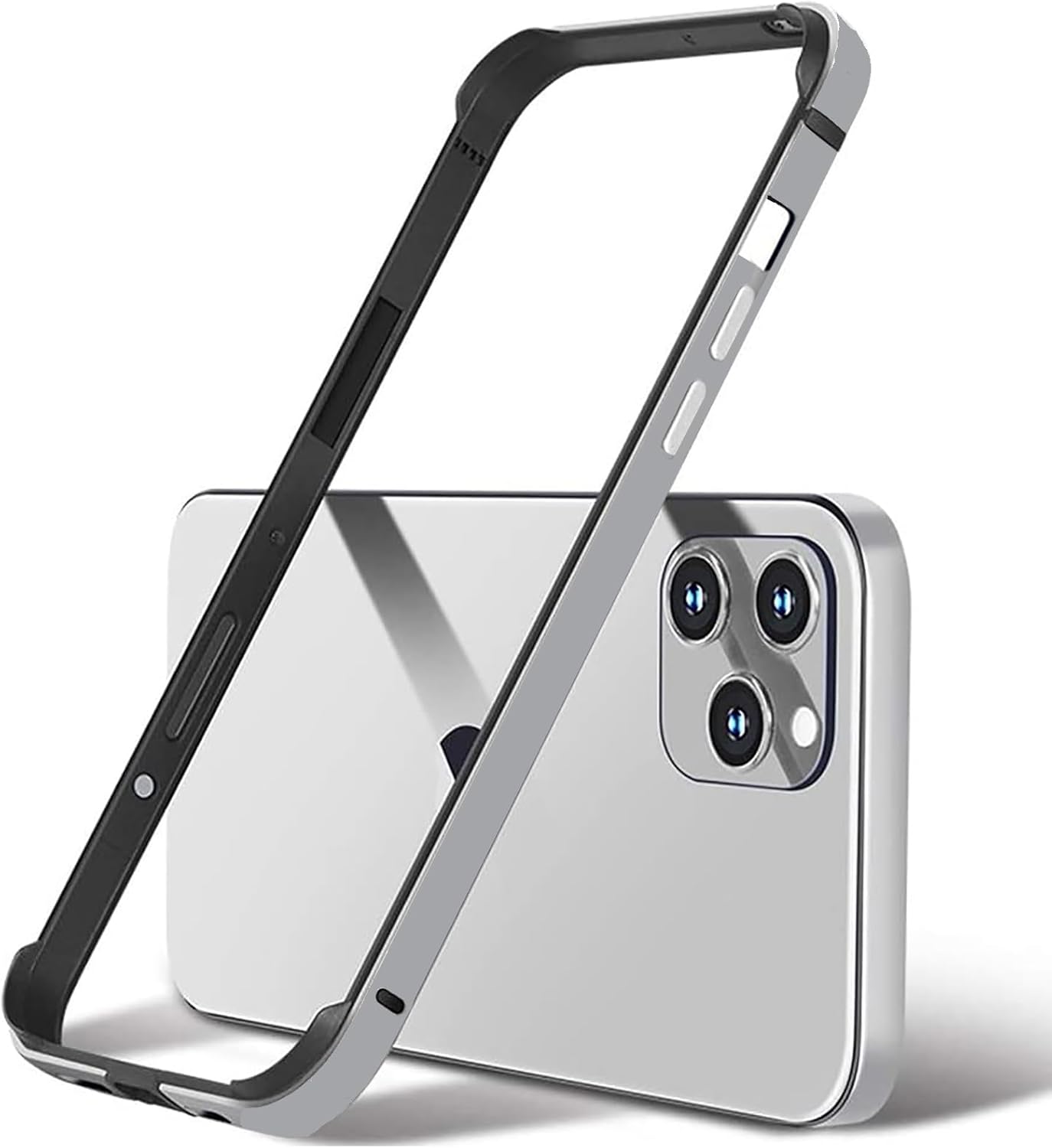 Carcasa rígida delgada con marco de aluminio para iPhone15 Pro, armadura de marco de metal con protección interior suave, protección de borde