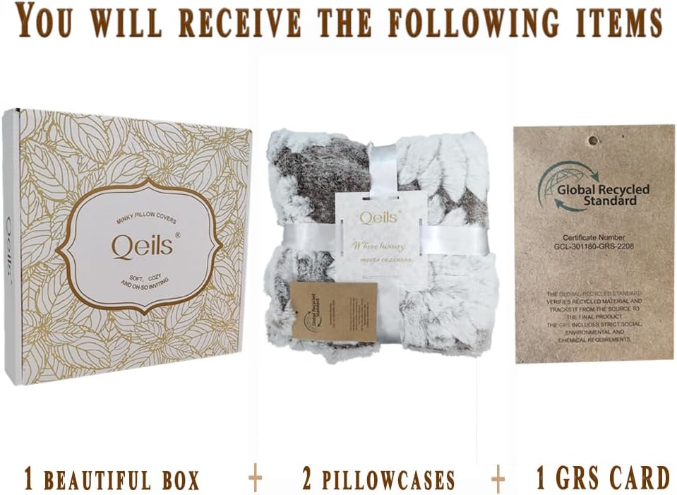 Qeils Juego de 2 fundas de almohada decorativas de piel sintética de 18 x 18 pulgadas, lujosas fundas cuadradas recicladas para sofá, cama, sala de