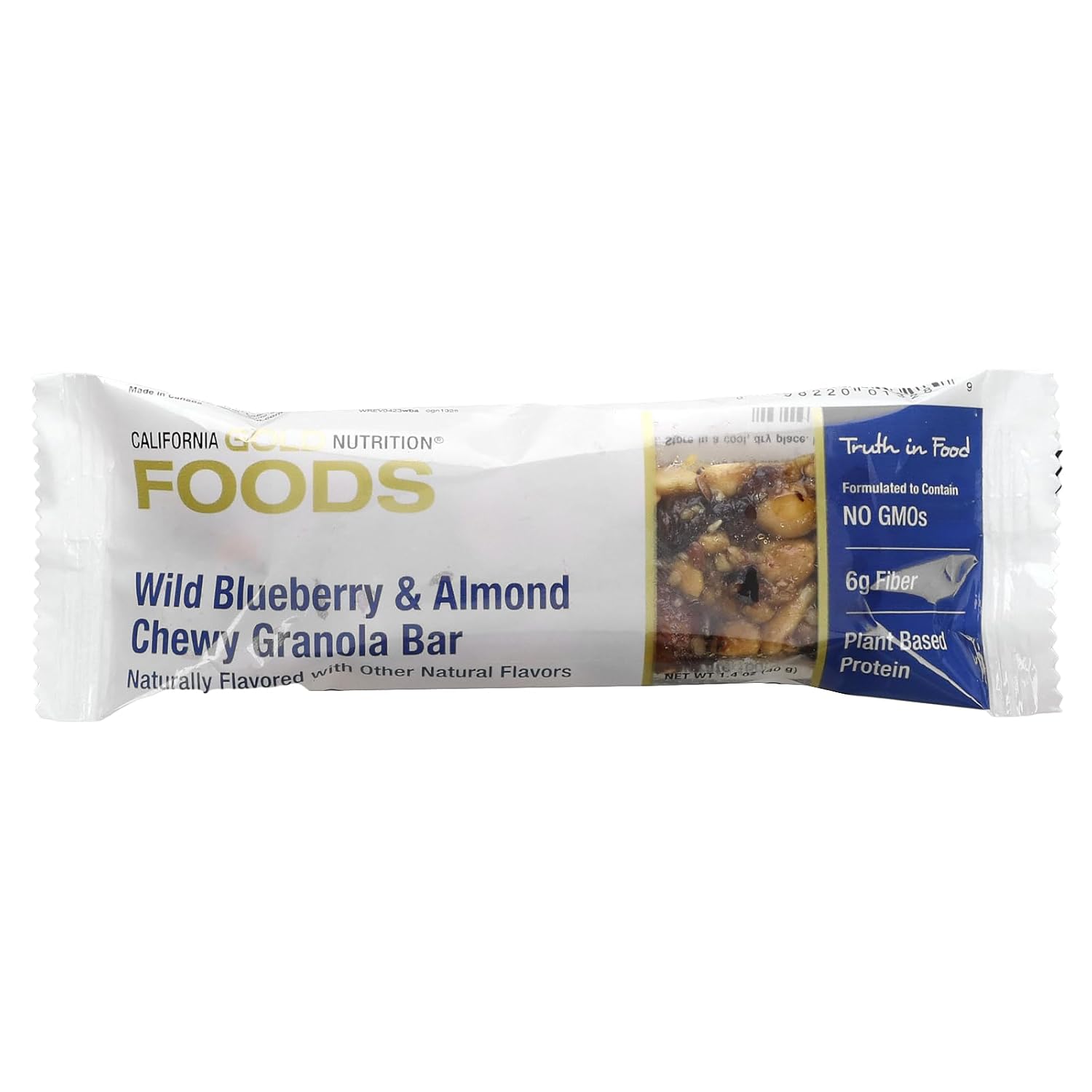 Barras de granola masticables de arándanos salvajes y almendras, 12 barras, 1.4 oz (40 g) cada una, California Gold Nutrition