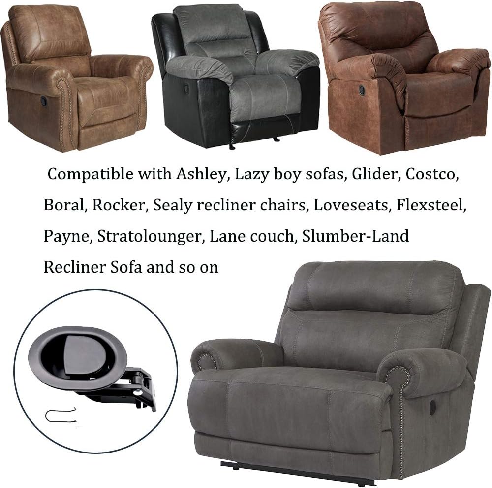 2 piezas de repuesto universales de metal resistente para sofá reclinable, manijas de liberación, se adaptan a Ashley, Lazy Boy y la mayoría de