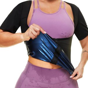 TOPELLER Traje de sauna para mujer, chaleco de entrenamiento de cintura para sudar, chaleco moldeador de cuerpo completo, camisa con cremallera, TOPELLER Traje de sauna para mujer, chaleco de entrenamiento de cintura para sudar, chaleco moldeador de cuerpo completo, camisa con cremallera,