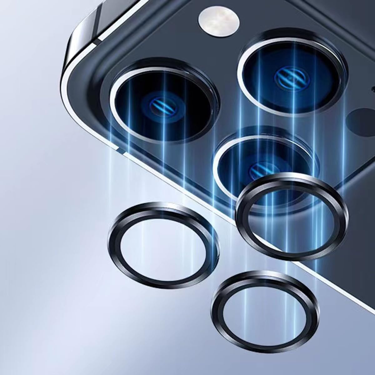 iyanzi Paquete de 2 protectores de lente de cámara para iPhone 15 Pro 15 Pro Max, anillo de aleación de aluminio 3D de vidrio templado Color