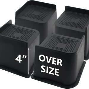 Elevadores de cama resistentes de 4 pulgadas, paquete de 4 elevadores de muebles de gran tamaño, elevadores de cama negros para mesa, sofá, silla, Elevadores de cama resistentes de 4 pulgadas, paquete de 4 elevadores de muebles de gran tamaño, elevadores de cama negros para mesa, sofá, silla,