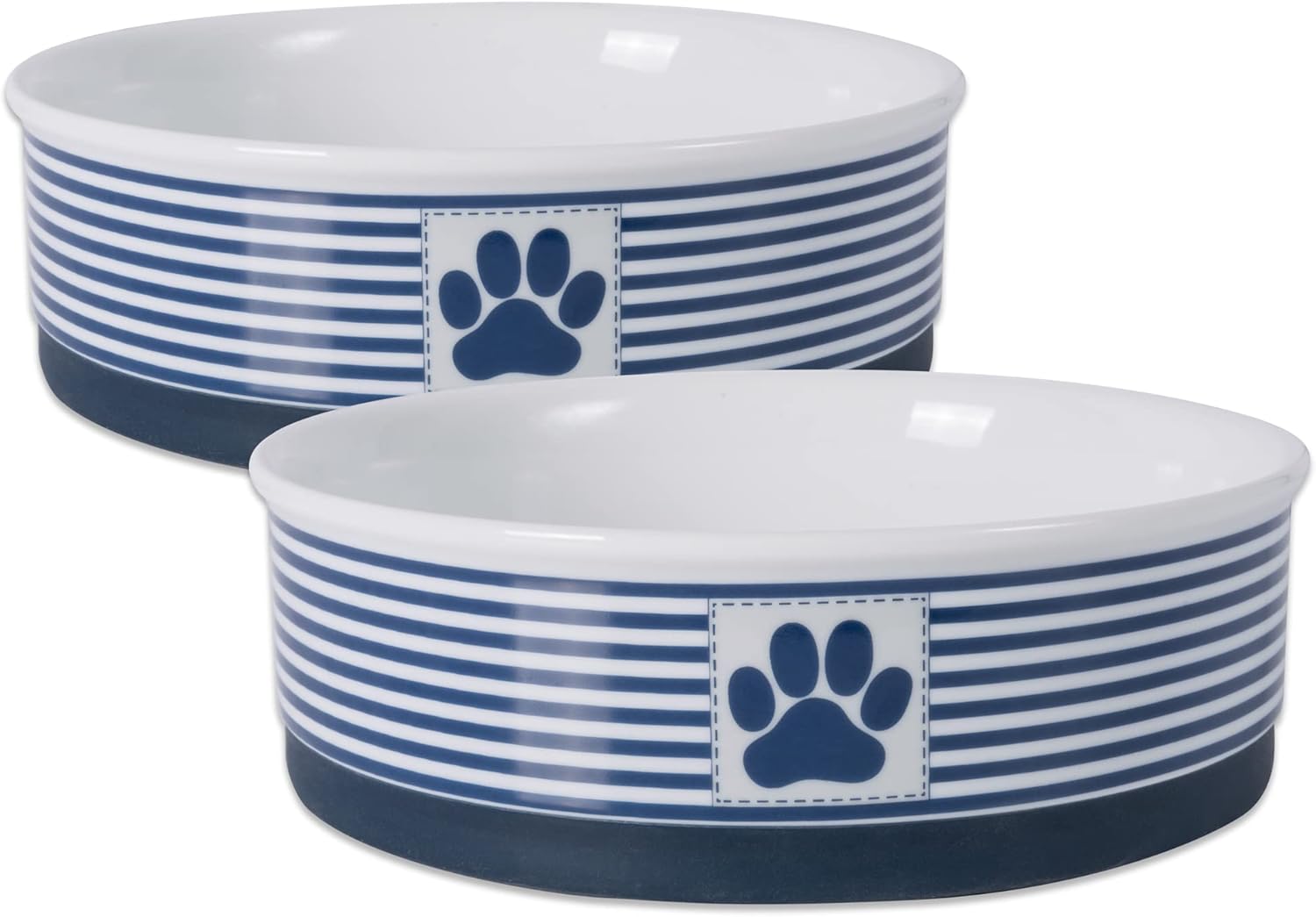Bone Dry Paw & Patch – Colección de mascotas de cerámica, juego grande, 7.5 x 2.4 pulgadas, azul náutico, 2 piezas