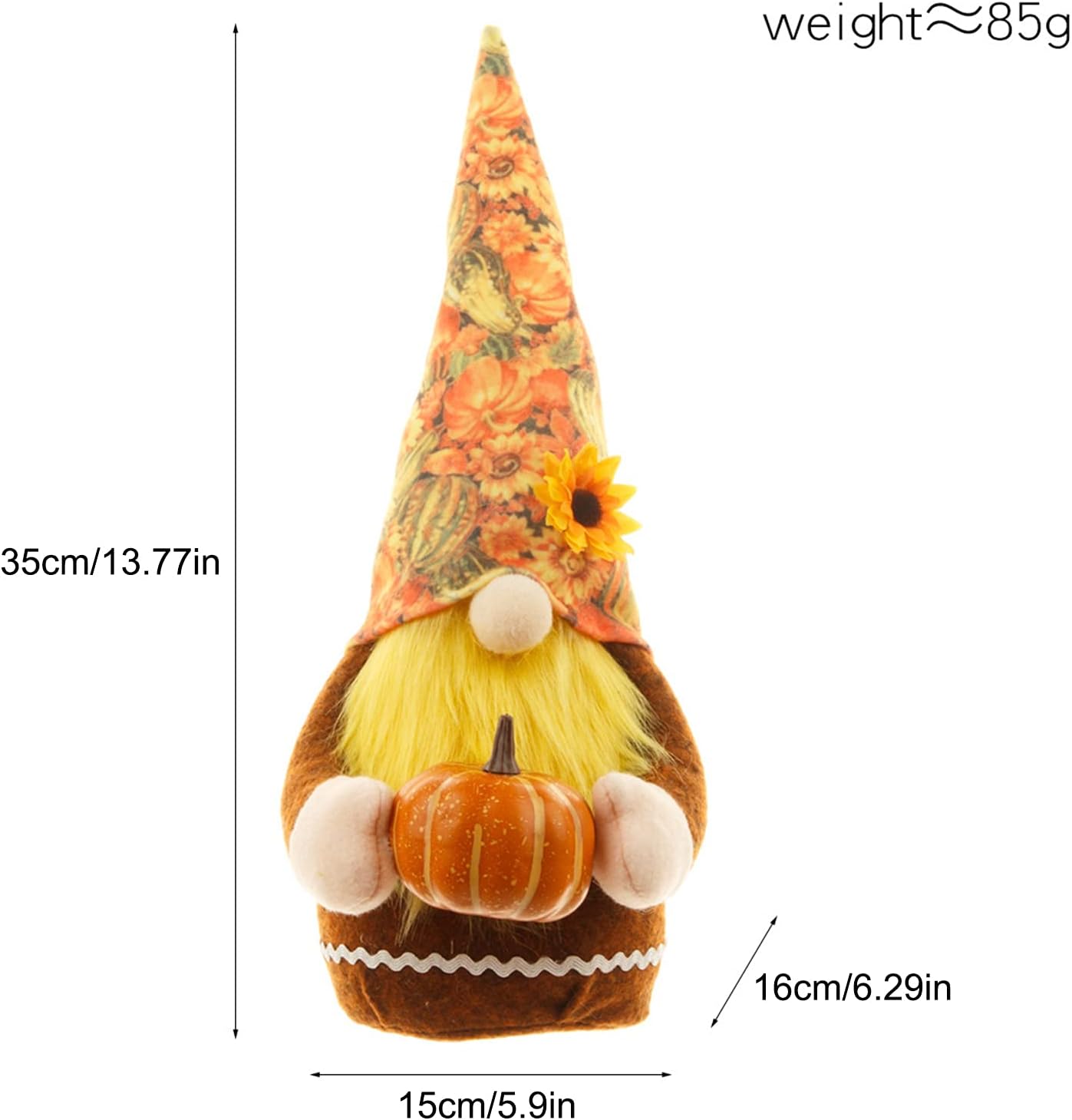 2 gnomos de otoño, hechos a mano, gnomos suecos Tomte que sostienen una calabaza, gnomos de Acción de Gracias, figuras de Tomte de otoño, decoración