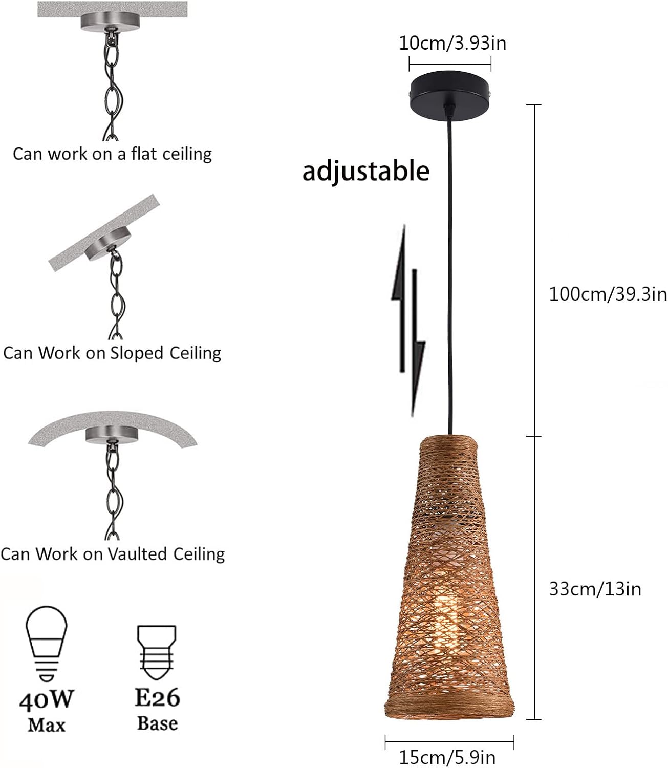 3 mini luces colgantes tejidas, moderna lámpara colgante costera bohemia con pantalla de ratán tejida a mano, accesorio de iluminación colgante para
