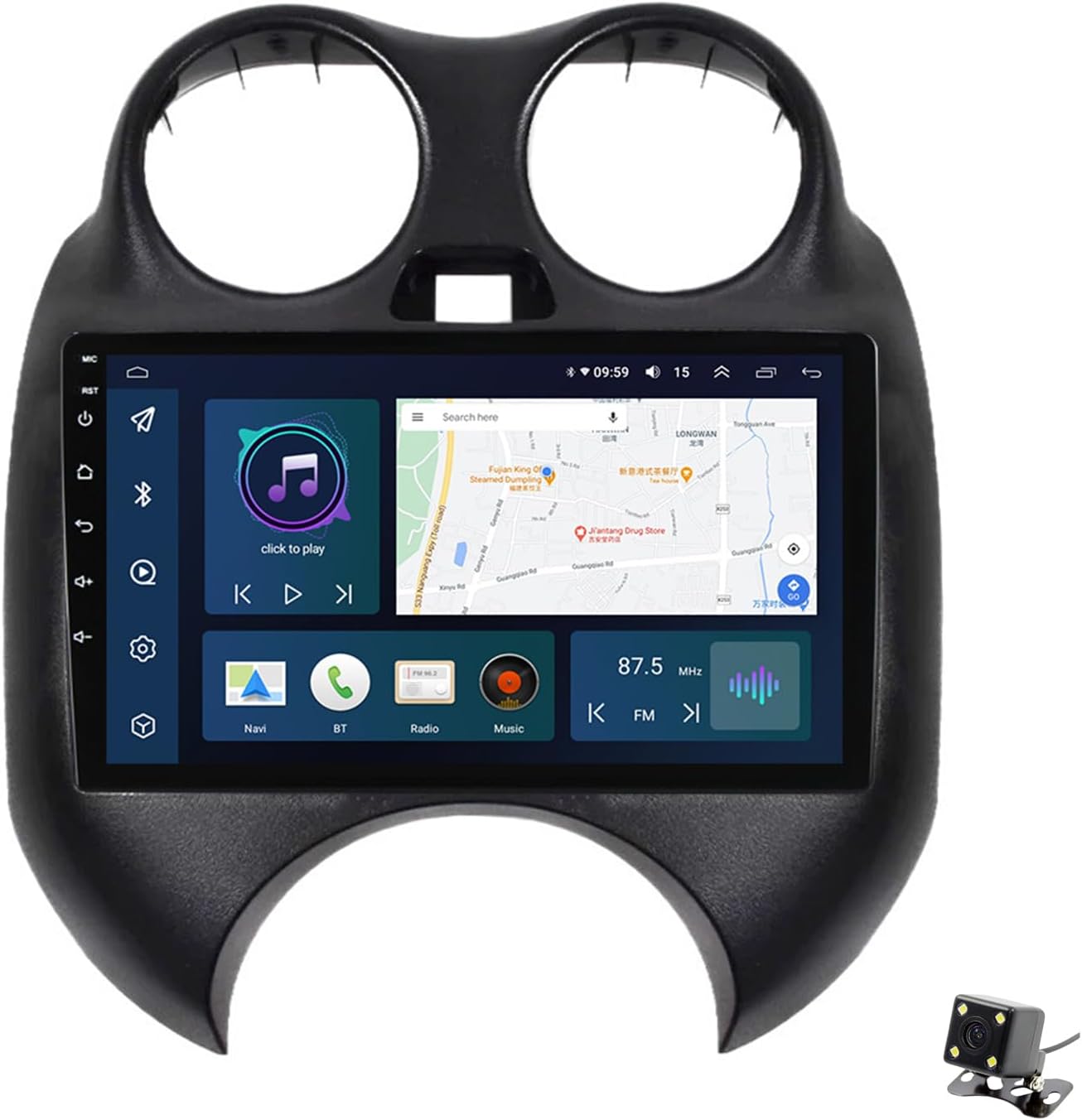 Android 11 coche estéreo unidad principal 9 ” pantalla táctil para Nissan marzo 2010-2013, soporte de navegación en el tablero Bluetooth FM AM