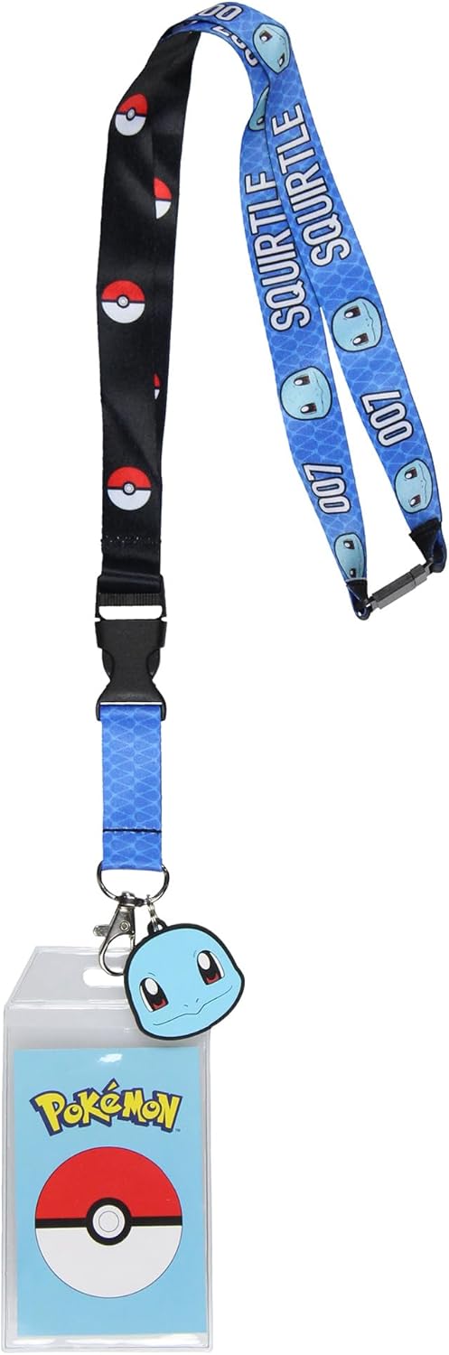 Pokemon Squirtle 007 – Soporte de goma para identificación con cordón de 2 lados