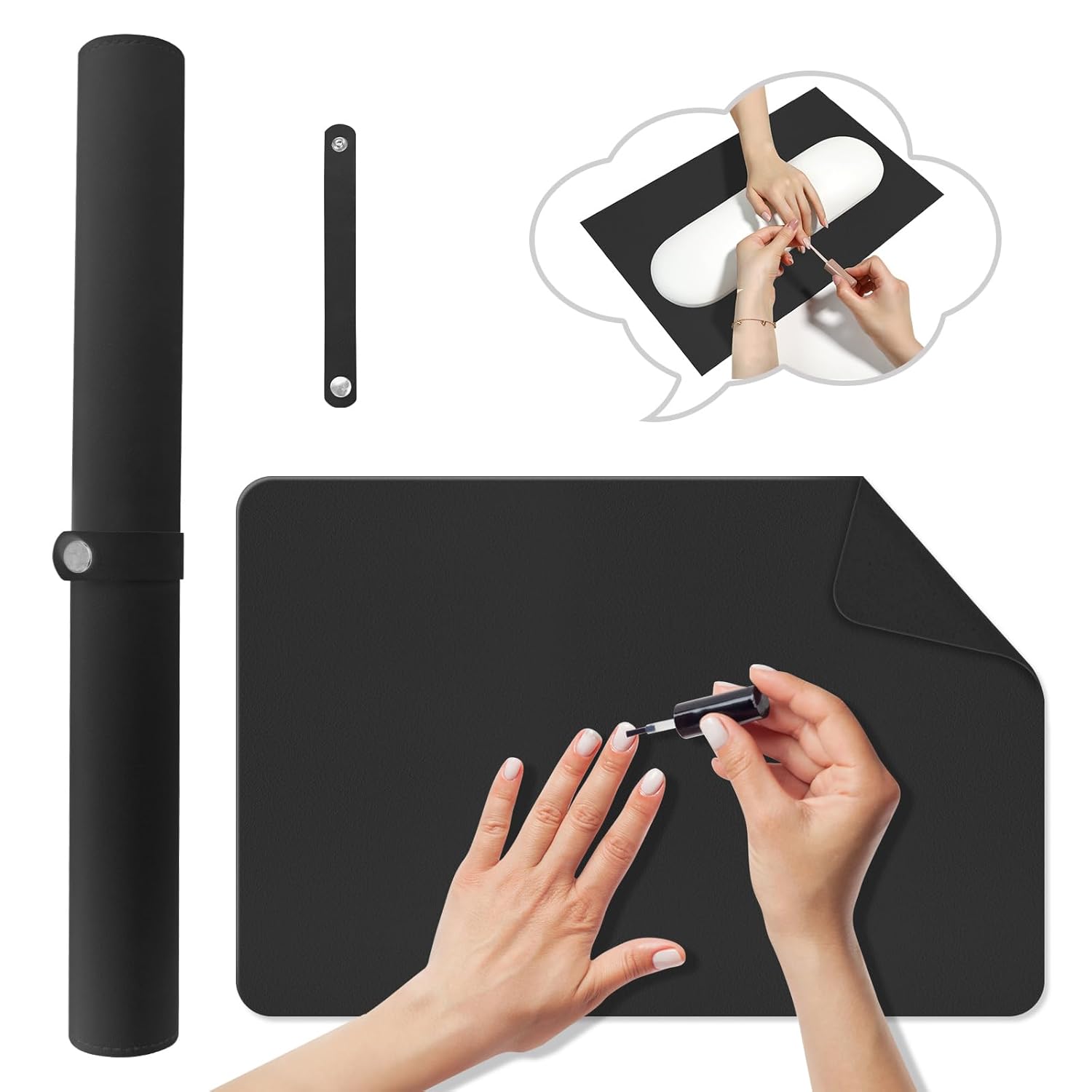 Tapete de mesa de arte de uñas, almohadilla plegable para reposabrazos, tapete de microfibra suave de piel sintética para mesa, almohadilla de