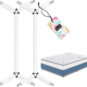 Correas antideslizantes para sábanas, 2 piezas de sujetadores ajustables extendidos para sábanas bajeras, cierres elásticos extra fuertes con clips Correas antideslizantes para sábanas, 2 piezas de sujetadores ajustables extendidos para sábanas bajeras, cierres elásticos extra fuertes con clips