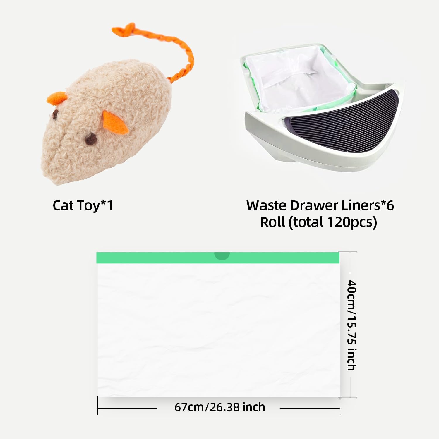 KropBom 120 bolsas de basura para cajones compatibles con caja de arena robot 4 y 3, gruesos autolimpiantes para cajas de arena para gatos con