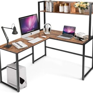 Tangkula Escritorio reversible en forma de L con gabinete, escritorio esquinero para computadora que ahorra espacio con estantes de almacenamiento, Tangkula Escritorio reversible en forma de L con gabinete, escritorio esquinero para computadora que ahorra espacio con estantes de almacenamiento,